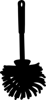 Black Silhouette of Toilet Brush on Grey Background for Cleaning Designs
