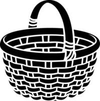Black Illustration of Woven Basket with Handle for Design and Craft Projects vector