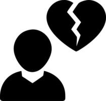 Broken Heart Symbol with Person Silhouette Representing Heartbreak and Emotion vector