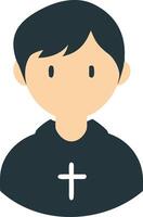 Cartoon Priest Avatar with Cross on Robe for Religious Themes vector