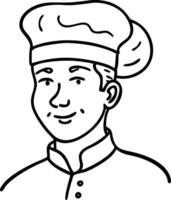 Chef Portrait Illustration Line Art for Culinary Design Projects vector