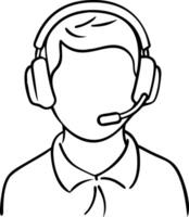 Customer Service Representative Outline Headset for Communication Support vector