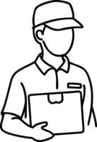 Delivery Service Worker Holding Package Illustration for Logistics and Shipping vector