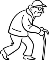 Elderly Man Walking with Cane Illustration for Aging and Mobility Concepts vector
