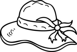 Elegant Summer Sun Hat Illustration with Ribbon for Fashion Design Projects vector
