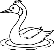 Elegant Swan Line Art for Children's Coloring Designs and Art Projects vector
