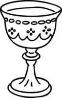 Elegant Vintage Goblet Illustration with Ornate Patterns in Black and White vector