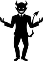 Evil Business Demon Silhouette in Suit with Horns and Tail vector