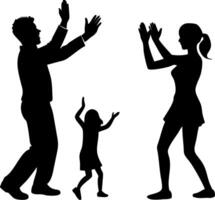 Family Silhouette with Parents and Child Enjoying Playful Interaction vector