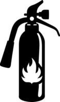 Fire Extinguisher Silhouette with Flame Symbol Safety Design vector