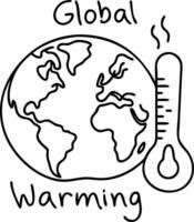 Global Warming Earth Illustration with Thermometer Highlighting Climate Change vector