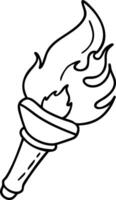 Hand Drawn Torch Flame Symbolizing Light and Freedom Illustration vector