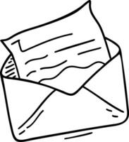 Hand Drawn of Open Envelope with Letter for Communication and Messaging vector