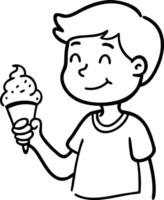 Happy Cartoon Boy Enjoying Ice Cream Cone Illustration vector