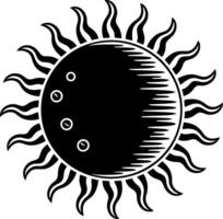Intricate Black Sun Symbol with Stylized Rays for Design and Art Projects vector
