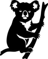 Koala Silhouette Art Climbing Tree Design for Nature and Wildlife Themes vector