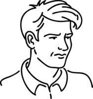Line Art Drawing of Thoughtful Man Expressing Contemplation in Minimalist Style vector
