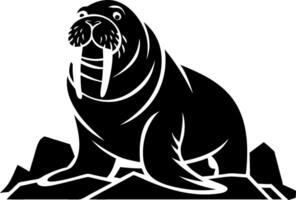 Majestic Walrus Illustration on Rocky Landscape vector