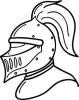Medieval Knight Helmet Line Art for Historical and Educational Use vector