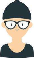 Minimalist Hipster Avatar with Glasses and Beanie on Plain Background Illustration vector