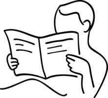 Minimalist Line Drawing of Person Reading Newspaper Illustration vector