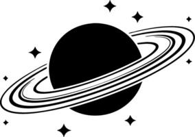Minimalist Saturn Planet Illustration with Rings and Stars in Space Theme vector
