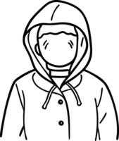 Minimalist Illustration of Faceless Person in Hooded Jacket vector