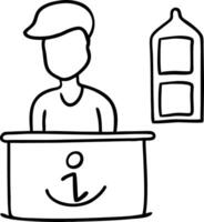 Minimalist Illustration of Information Desk with Attendant vector