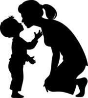 Mother and Child Silhouette in Loving Interaction Illustration vector
