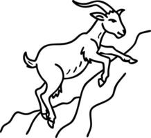 Mountain Goat Line Art Illustration Bounding on Rocky Terrain vector