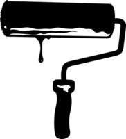Paint Roller Dripping with Black Ink Silhouette for Creative Art Projects vector