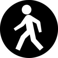 Pedestrian Walking Symbol Black Circle Background vector