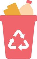 Recycling Bin with Waste Items Symbolizing Environmental Conservation vector