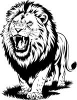 Roaring Lion Art Illustration Powerful Wild Animal Graphic Design vector