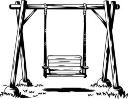 Rustic Wooden Playground Swing Illustration for Park and Garden Design vector