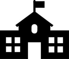 School Building Silhouette with Flag Educational Institution vector