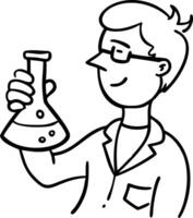 Scientist Holding Flask Illustration for Educational and Science Use vector