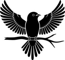 Silhouette Bird with Outstretched Wings on Branch Design vector
