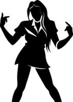 Silhouette of Confident Woman with Long Hair in Dynamic Dance Pose vector