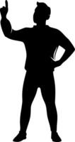 Silhouette of Confident Man Gesturing Upward for Inspiration Illustration vector