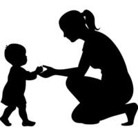Silhouette of Mother and Child Embracing First Steps Parenting Bond vector