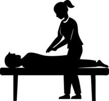Silhouette of Massage Therapist Providing Relaxing Treatment to Client on Table vector