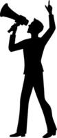 Silhouette of Person with Megaphone in Action for Communication and Protest Themes vector