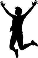 Silhouette of Person Jumping in Air Expressing Joy and Freedom vector