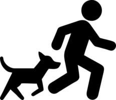 Silhouette of Person Running with Dog for Pet Exercise and Outdoor Activity vector
