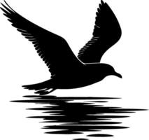 Silhouette of Seabird Flying Over Water with Reflection Art vector