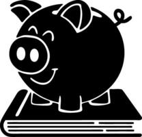 Silhouette Piggy Bank on Book for Financial Education Illustration vector