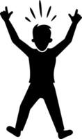 Silhouette Person Jumping With Joy and Exclamation Marks Illustration vector