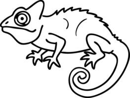 Simple Black Line Art Chameleon Illustration for Educational Graphics vector