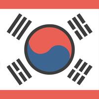 South Korea National Flag with Yin Yang Symbol and Trigrams vector